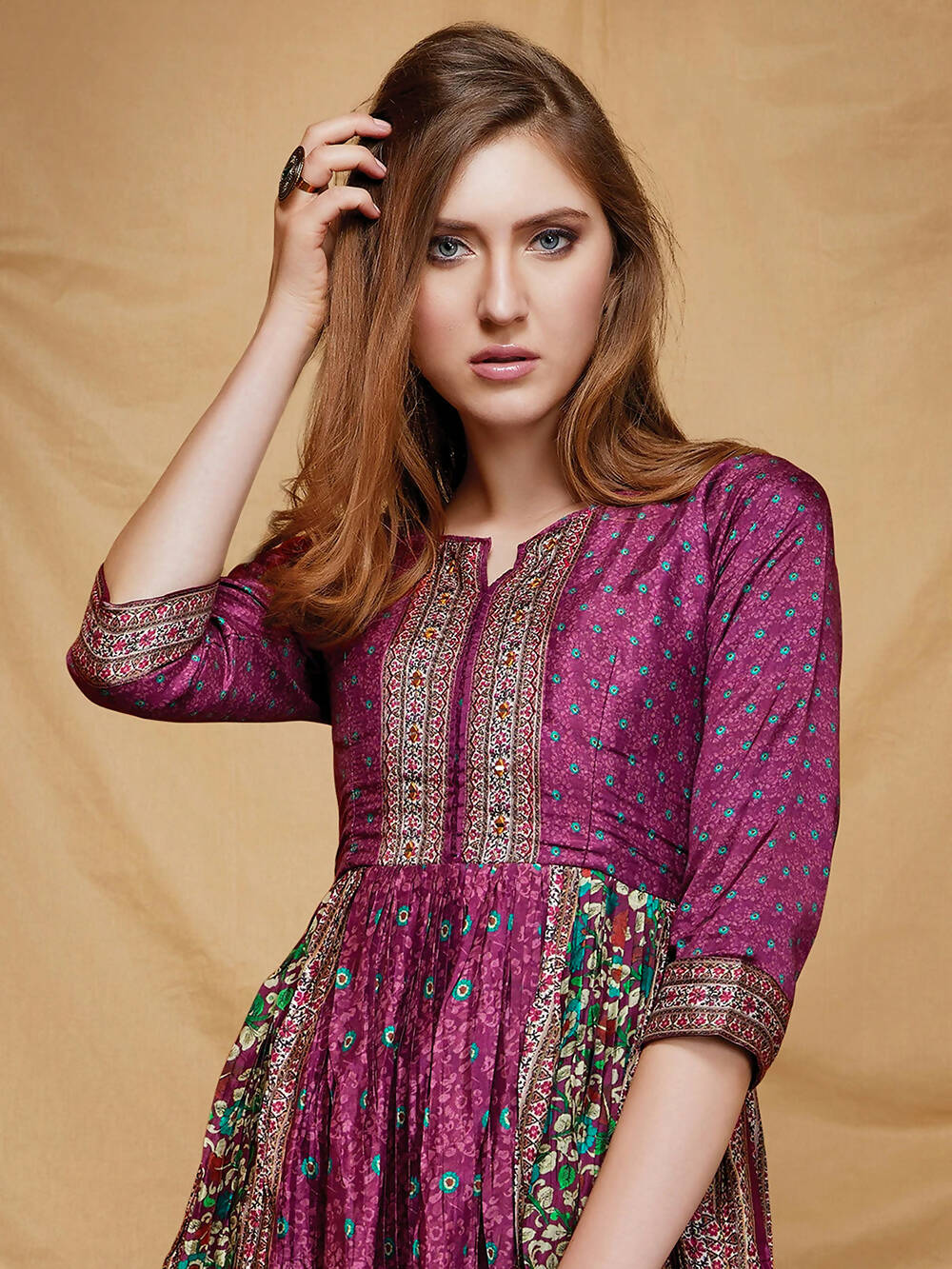 Designer casual Purple Dola Silk Gown - Anbazaar - Distacart