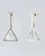 Thumbnail for VOJ Women Sliver Triangle with Pearl Stainless Steel Stud Earrings - Distacart