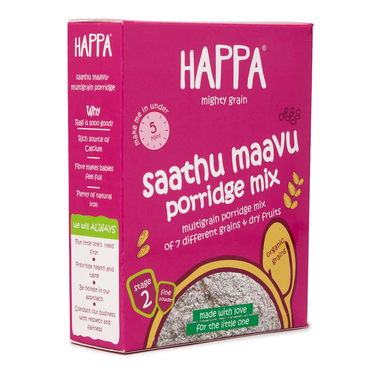 Happa Organic Baby Food Multigrain Saathu Maavu Porridge Mix - Distacart