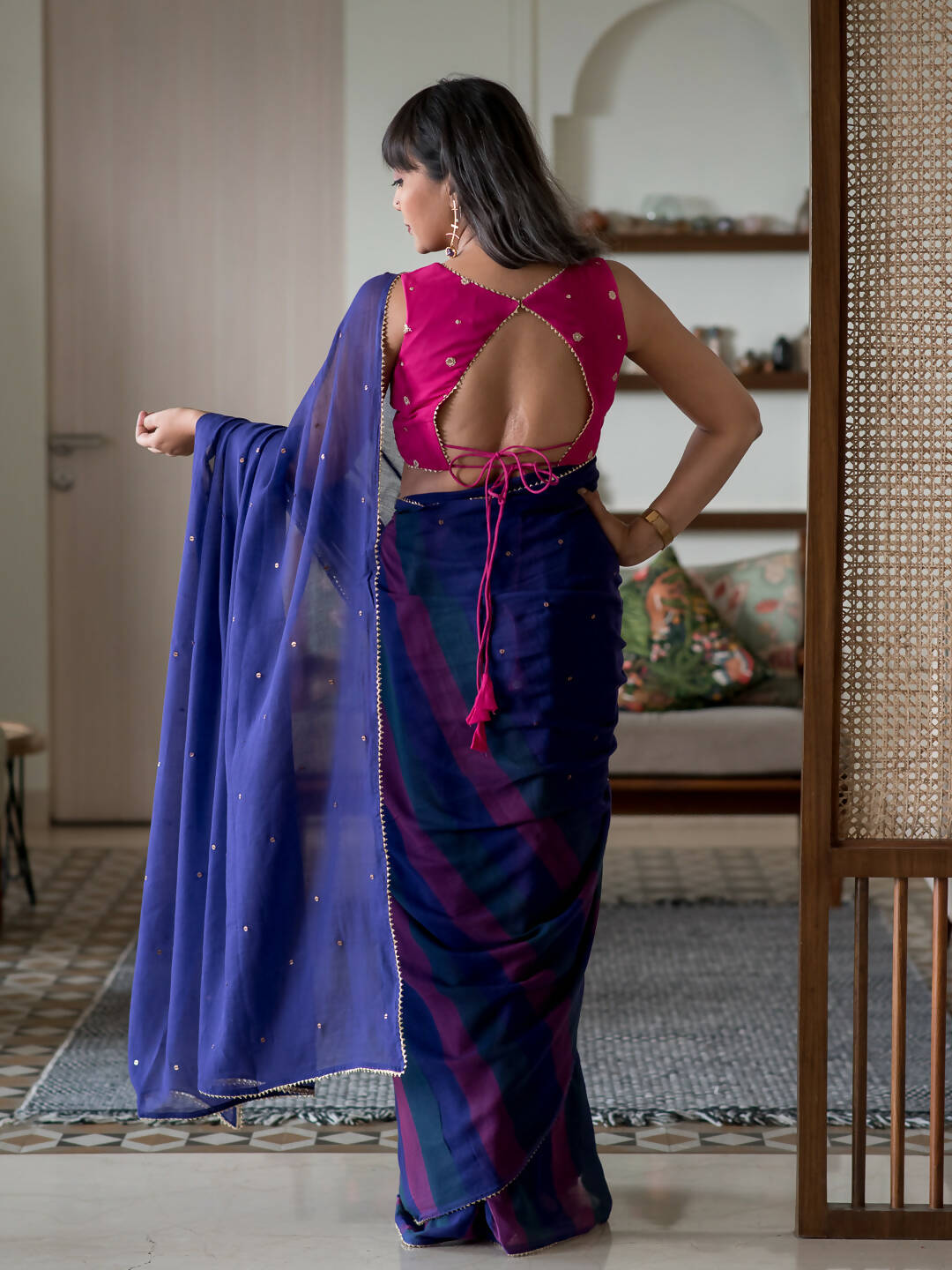 Suta Purple Woven Design Pure Cotton Saree - Distacart