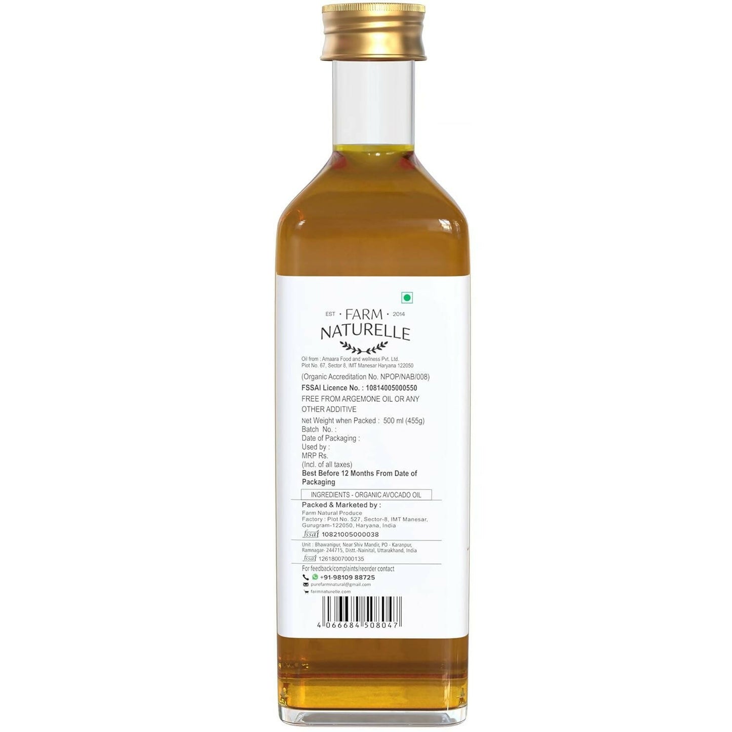 Farm Naturelle 100% Pure Extra Virgin Avocado Oil - Distacart