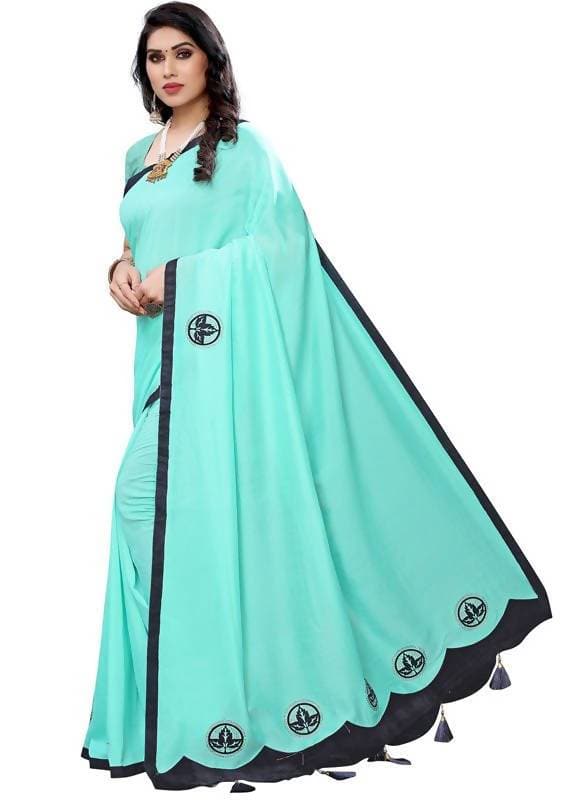 Vamika Designer Rama Green Georgette Saree (TSUNAMI RAMA)