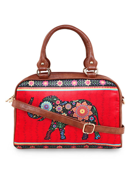 Sabhyata Elephant - Satin Handbag With Detachable Sling 2 - Distacart
