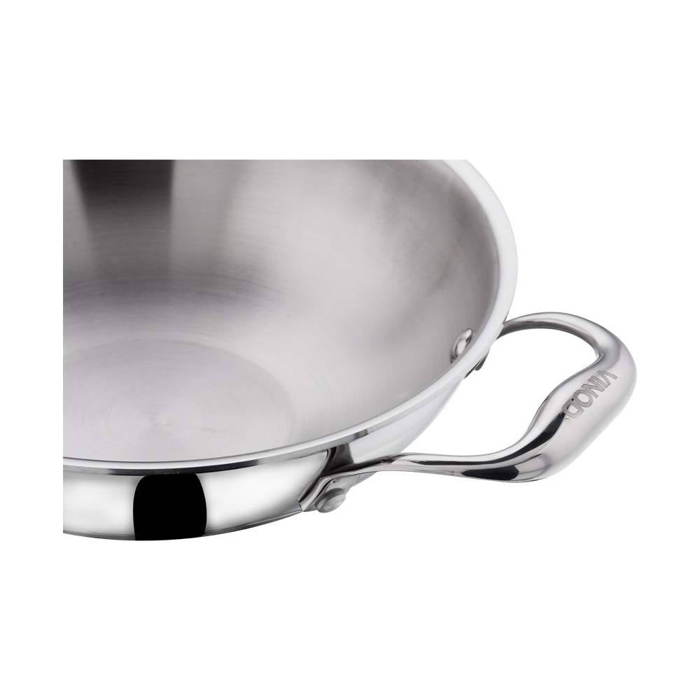 Vinod Platinum Triply Stainless Steel Kadai With Lid - Distacart