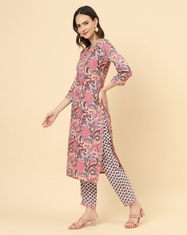 Varanga Women Assorted Viscose Rayon Printed Regular Kurta With Trousers & Dupatta - Distacart