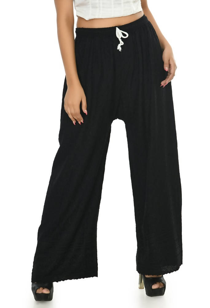 Mominos Fashion Moeza Reyon Cotton Black Chikan Work Palazzo