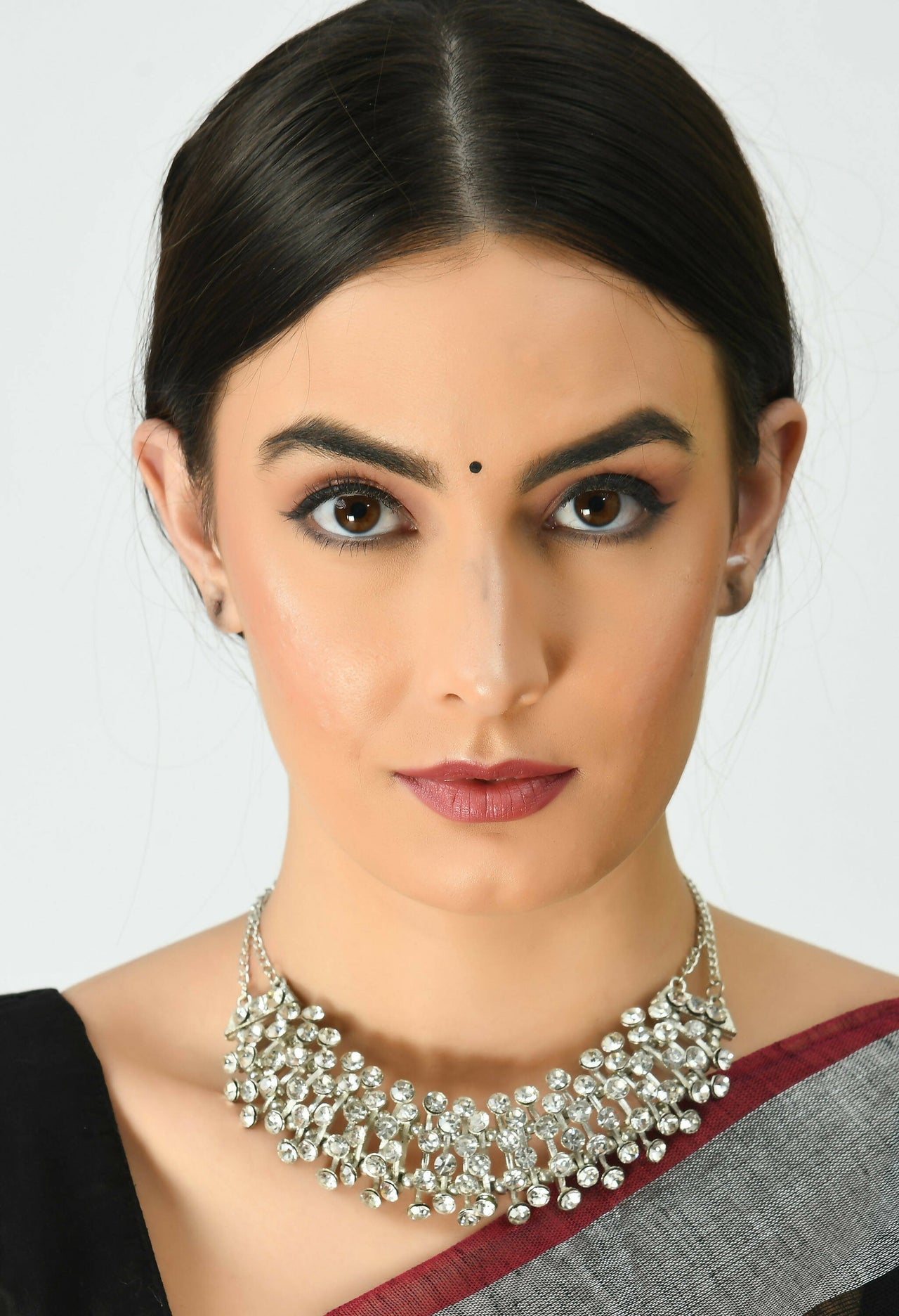 Mominos Fashion Johar Kamal Silver-Plated Brass Finish Kundan Choker For Women - Distacart