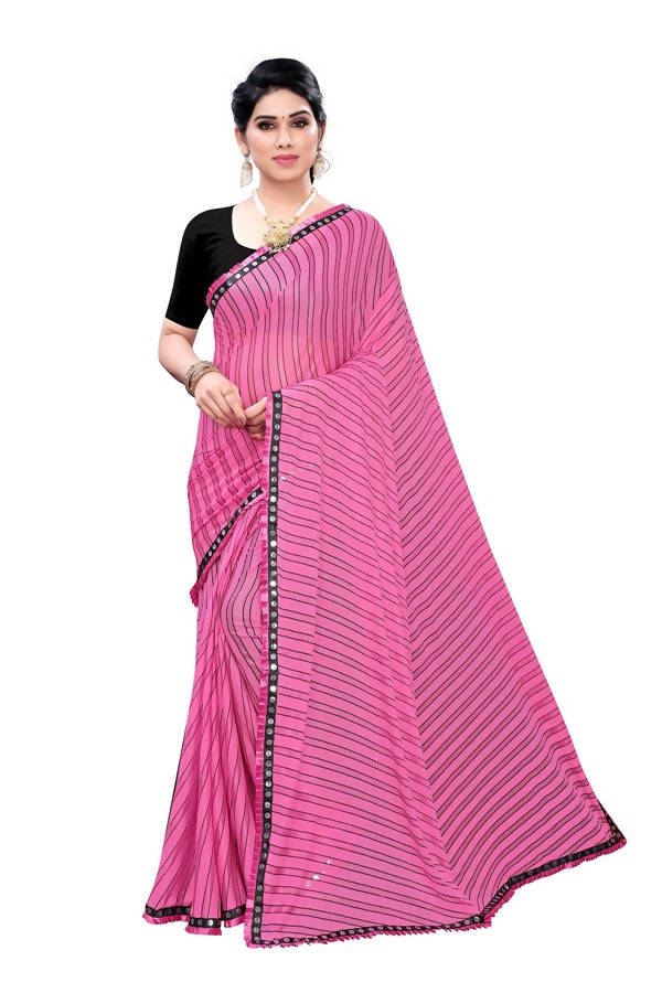 Vamika Pink Malai Silk Printed Saree (Zigzag Pink)