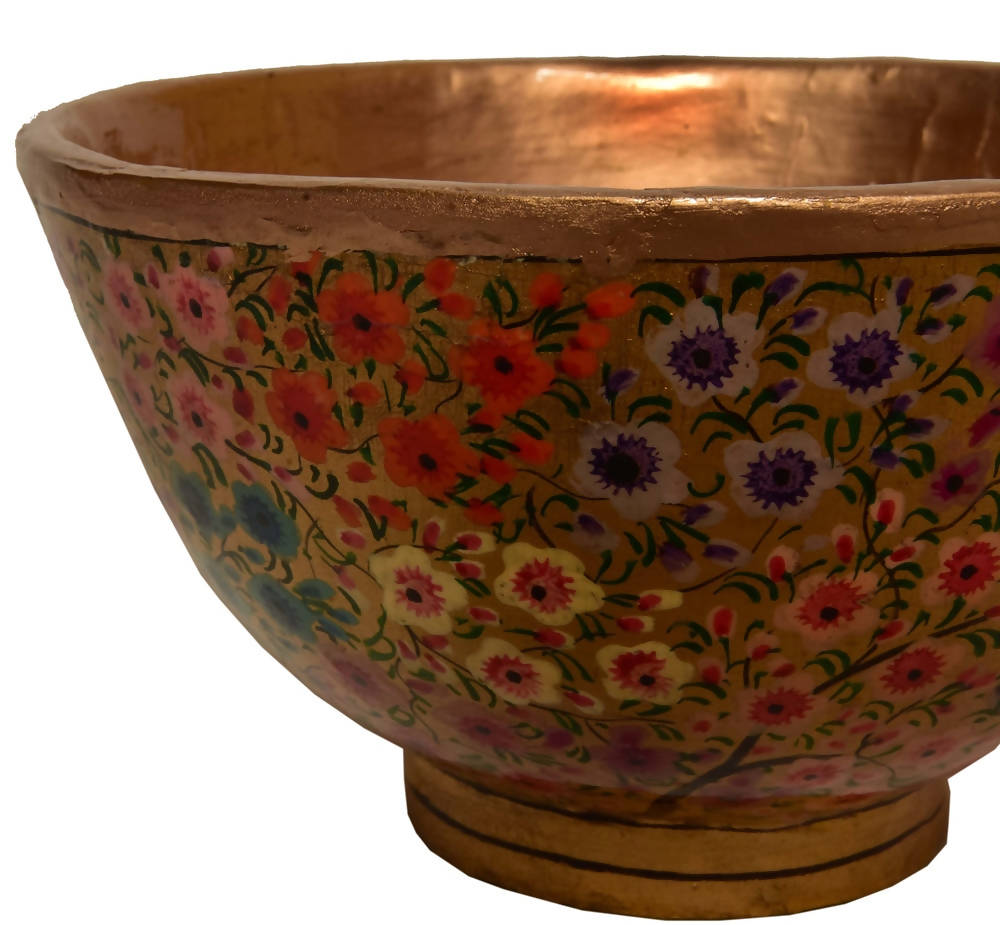 Nizalia Floral Motif Embossed Paper Mache Bowl