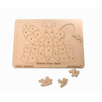 Thumbnail for Kraftsman English Alphabets Wooden Jigsaw Puzzles Butterfly Shape Puzzle | Color Kit Included - Distacart