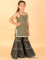 Thumbnail for Lil Drama Girls Kurta With Sharara Set - Green - Distacart