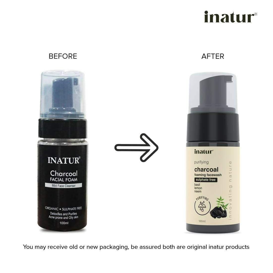 Inatur Charcoal Foaming Face Wash - Distacart