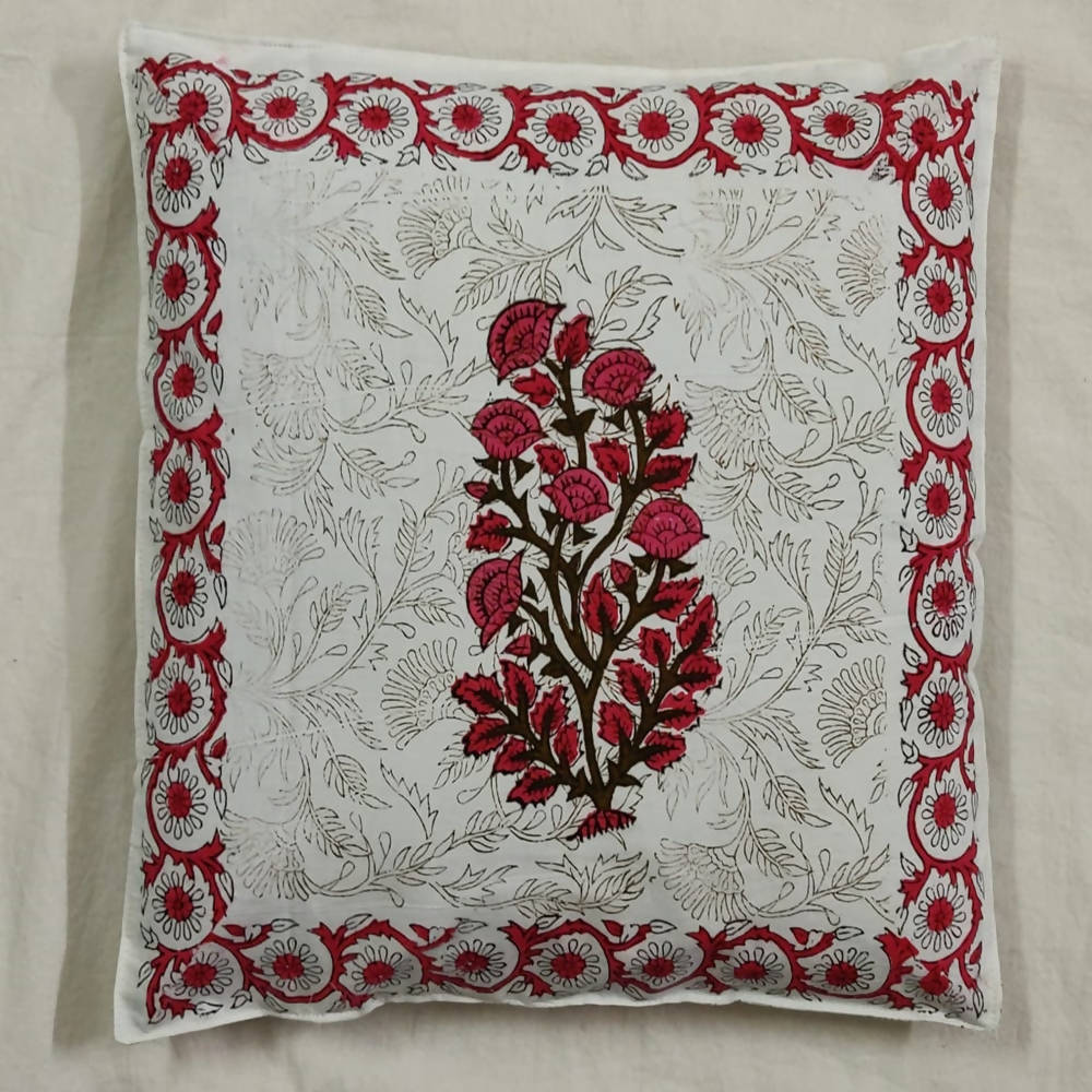 The Decor Nook Pink Floral With Pink Border Cushion Cover - Distacart