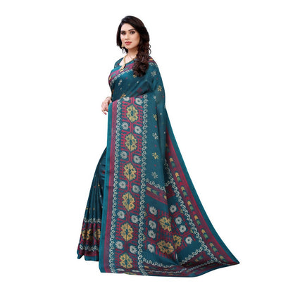 Vamika Printed Jute Silk Green Saree online