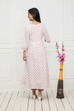 Thumbnail for Myshka Women White Floral Rayon Straight Round Neck Kurtas - Distacart