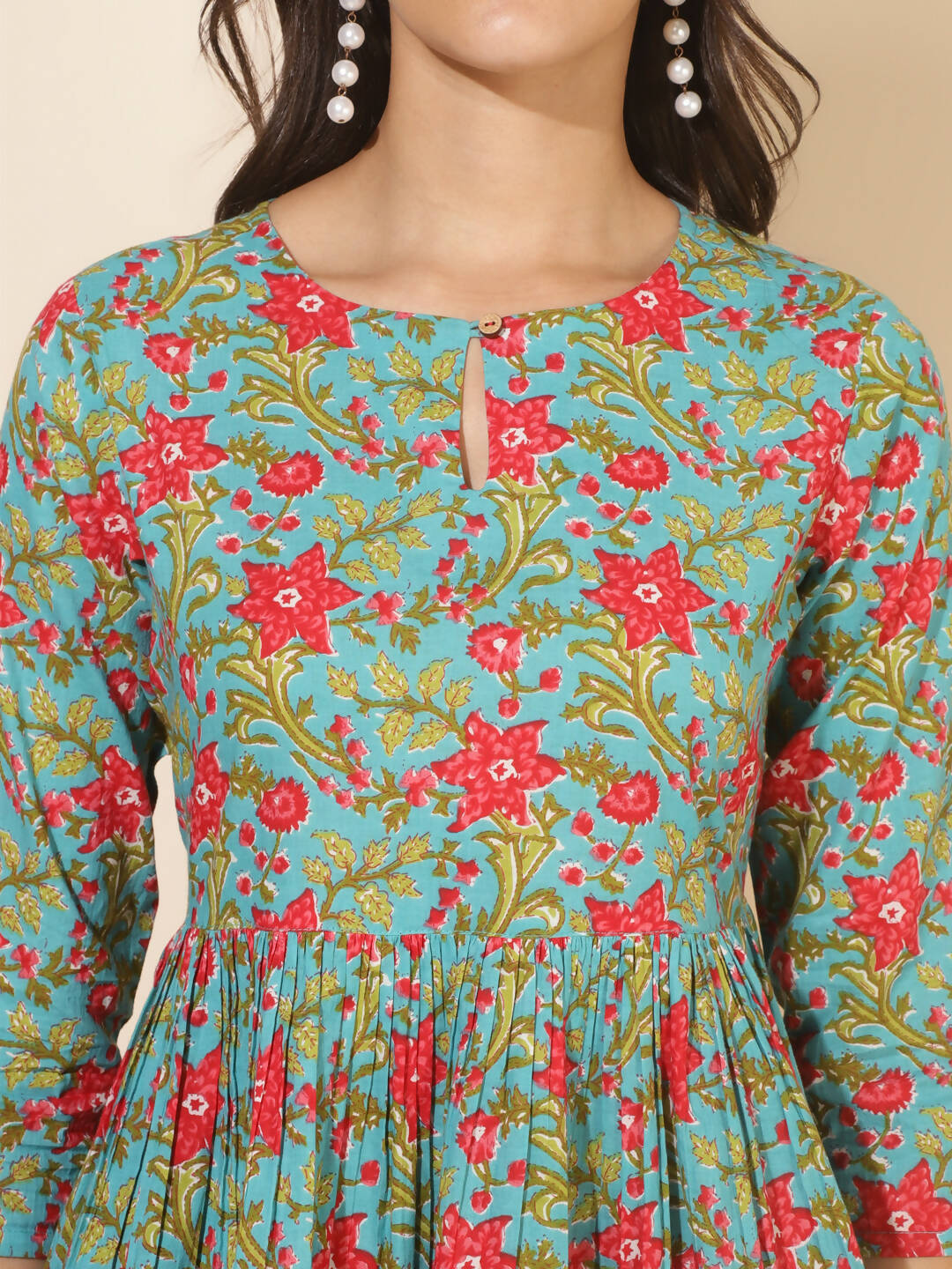 Janasya Women's Blue Cotton Printed Casual Peplum Co-ords - Distacart