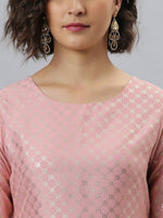 Thumbnail for Janasya Mauve Woven Design Kurta with Trousers - Distacart