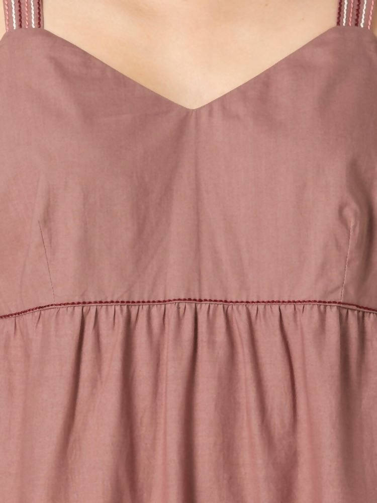 Indya Rose Pink Embroidered Tiered Maxi Dress - Distacart