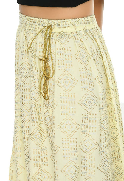 Mominos Fashion Moeza Cotton Off White Printed Lehenga (Lancha)