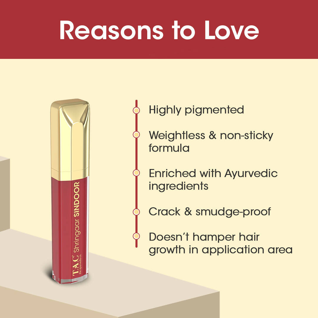 TAC - The Ayurveda Co. 100% Natural Herbal Liquid Sindoor Maroon - Distacart