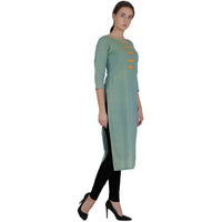 Thumbnail for Kanoor Women's Green cotton straight kurti
