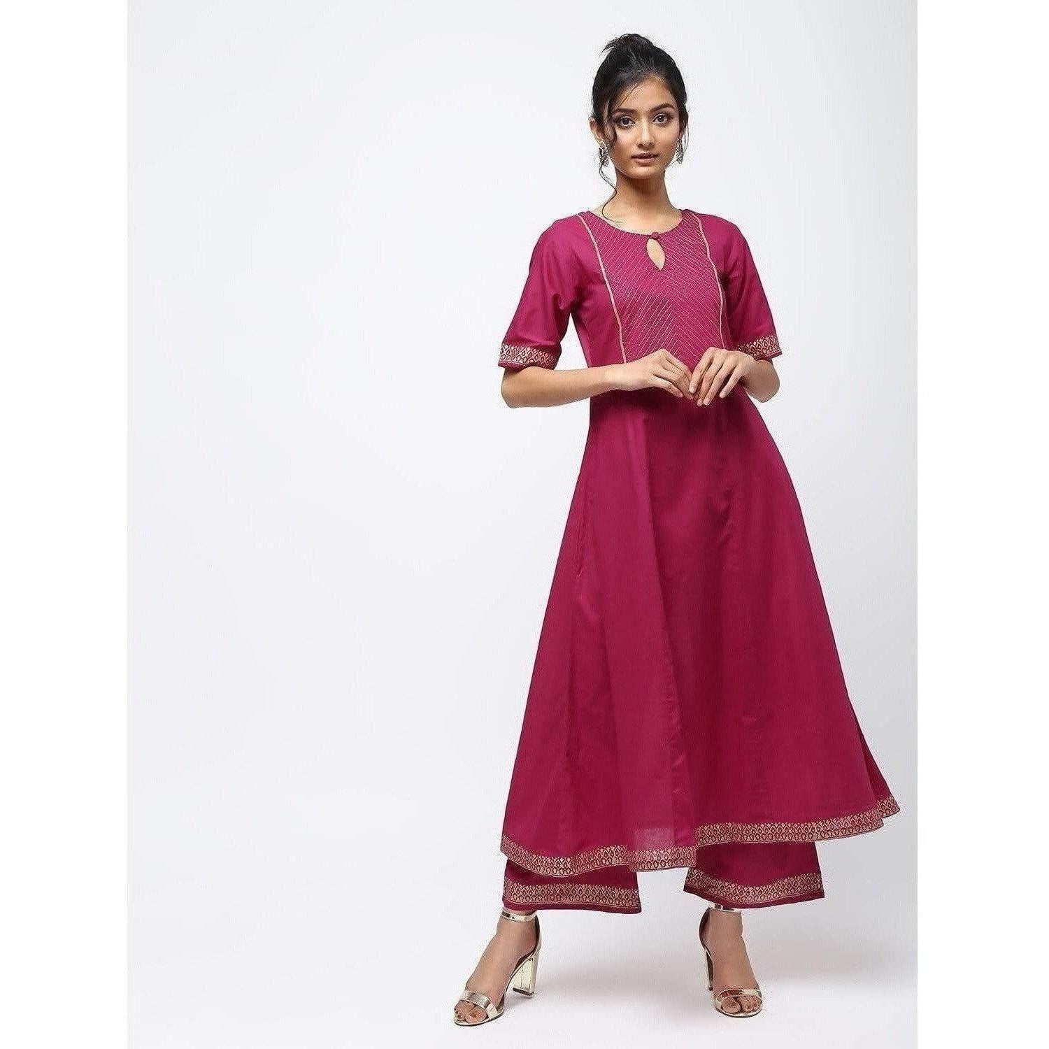 Cheera Kalidar Anarkali With Front Youk Design Kurta With Eligant Border Designer Plazo