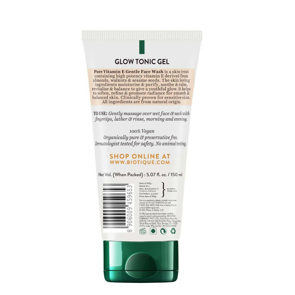 Biotique Glow Tonic Gel Pure Vitamin E Gentle Face Wash - Distacart