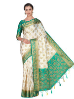 Thumbnail for Mimosa Women's Kanchipuram Silk Beige Saree - Distacart