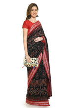 Thumbnail for Vamika Sambalpuri Ikat Cotton Dehabandha Tribal Maroon & Orange Saree - Distacart