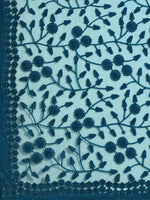 Thumbnail for Blue Woven Design Net Saree with Blouse Piece - Kalamkari - Distacart