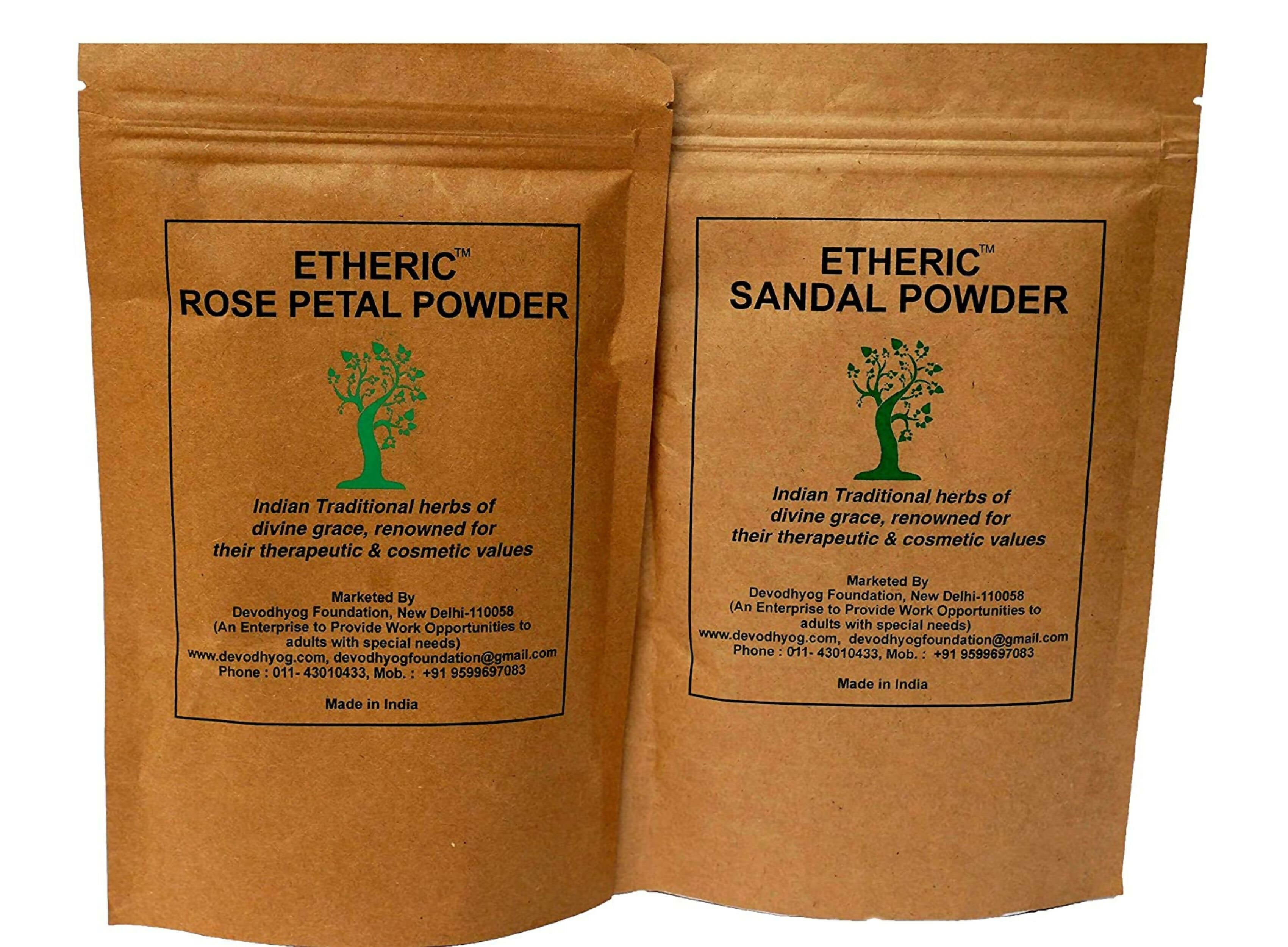 Etheric Sandal & Rose Powder Combo for Skin Glow, Whitening, Tighter & Wrinkle Free - Distacart