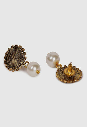 Mominos Fashion Joharkamal Oxidised Gold-Plated Pearls Work Long Necklace Handicraft For Women & Girls - Distacart