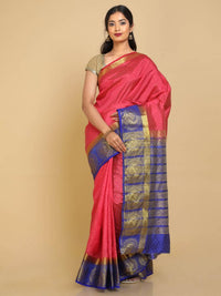 Thumbnail for Kalamandir Bnarasi Silk Blend Pink Pashmina Saree
