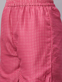 Thumbnail for Myshka Pink Printed Sleeveless V Kurti Sharara Set - Distacart