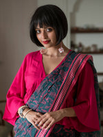 Thumbnail for Suta Navy Blue Floral Pure Cotton Saree - Distacart