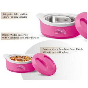 Milton New Marvel 2500 Inner Steel Casserole For Roti/Chapati - Pink Color