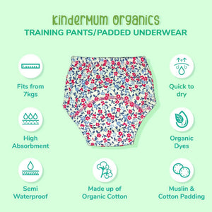 Kindermum Cotton Padded Pull Up Training Pants/Padded Underwear For Kids Flower Shower-Set of 2 pcs - Distacart