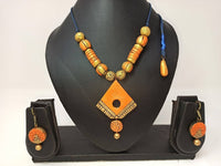 Thumbnail for Terracotta Diamond Pendant Mini Necklace Set With Hangings