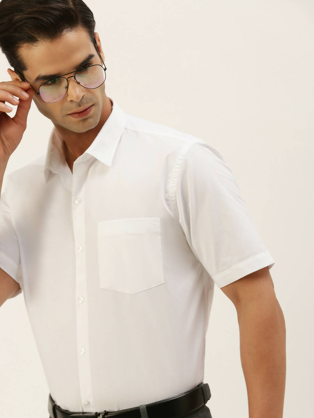 Ramraj Cotton Mens Half Sleeve Formal 100 % Cotton White Shirt - Distacart