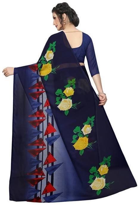 Vamika Navy Georgette Printed Contemporary Saree (SKODA NAVY)