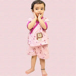 Thumbnail for Mhyssa Mufasa Half Sleeve Wrap Style Pink T-shirt With Shorts Set For Kids - Distacart