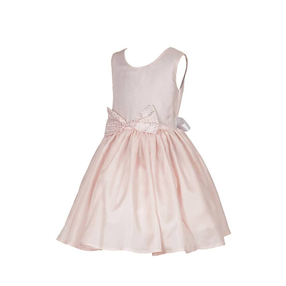 Asmaani Baby Girl's Peach Color Satin Knee Length Frock (AS-DRESS_22007) - Distacart