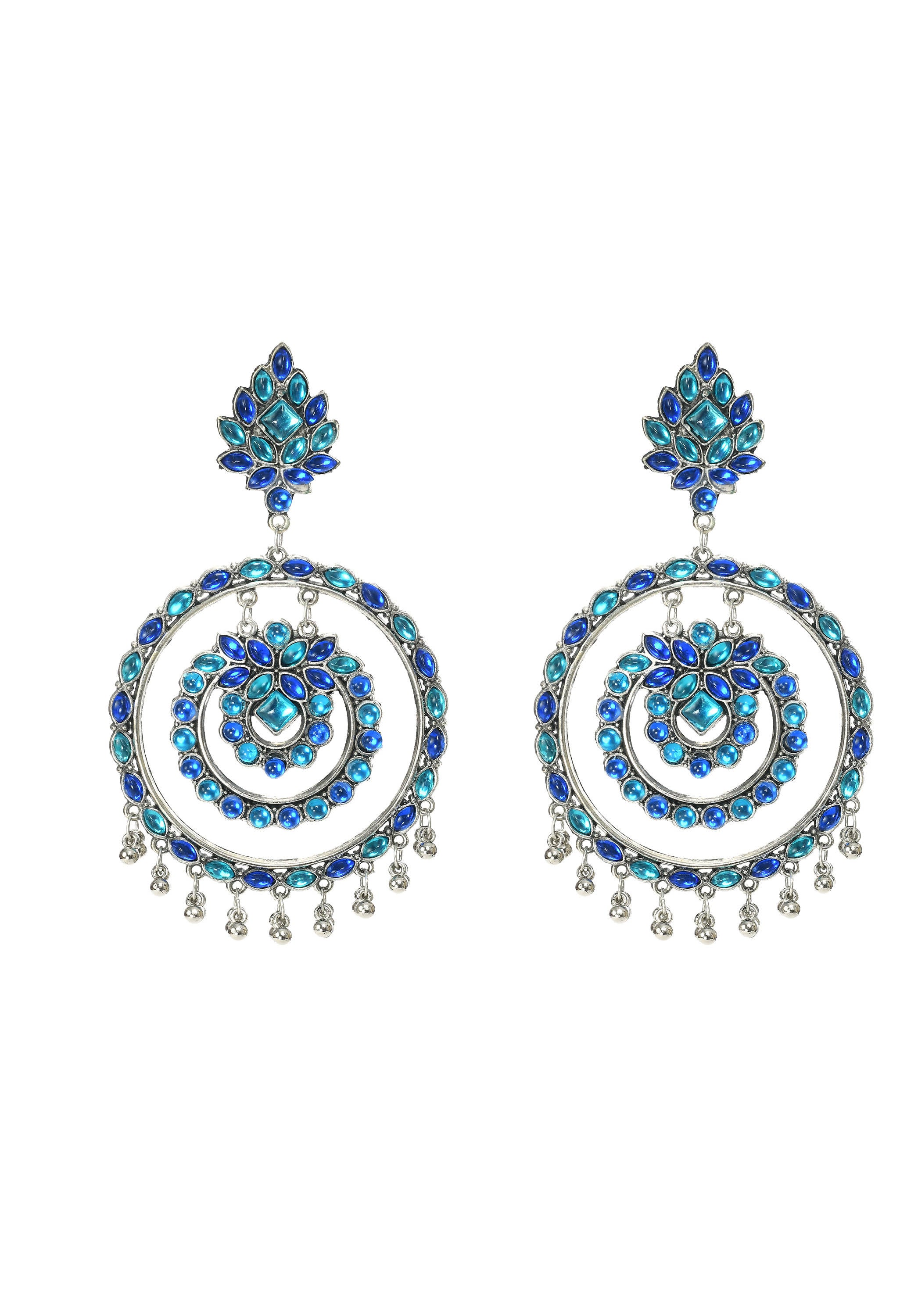 Mominos Fashion Johar Kamal Women's Blue Kundan Circles Earrings - Distacart