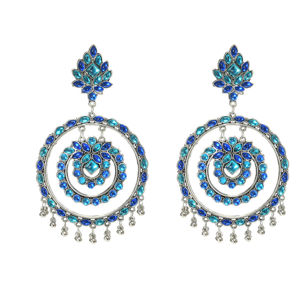 Mominos Fashion Johar Kamal Women's Blue Kundan Circles Earrings - Distacart