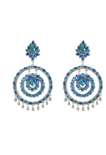 Thumbnail for Mominos Fashion Johar Kamal Women's Blue Kundan Circles Earrings - Distacart