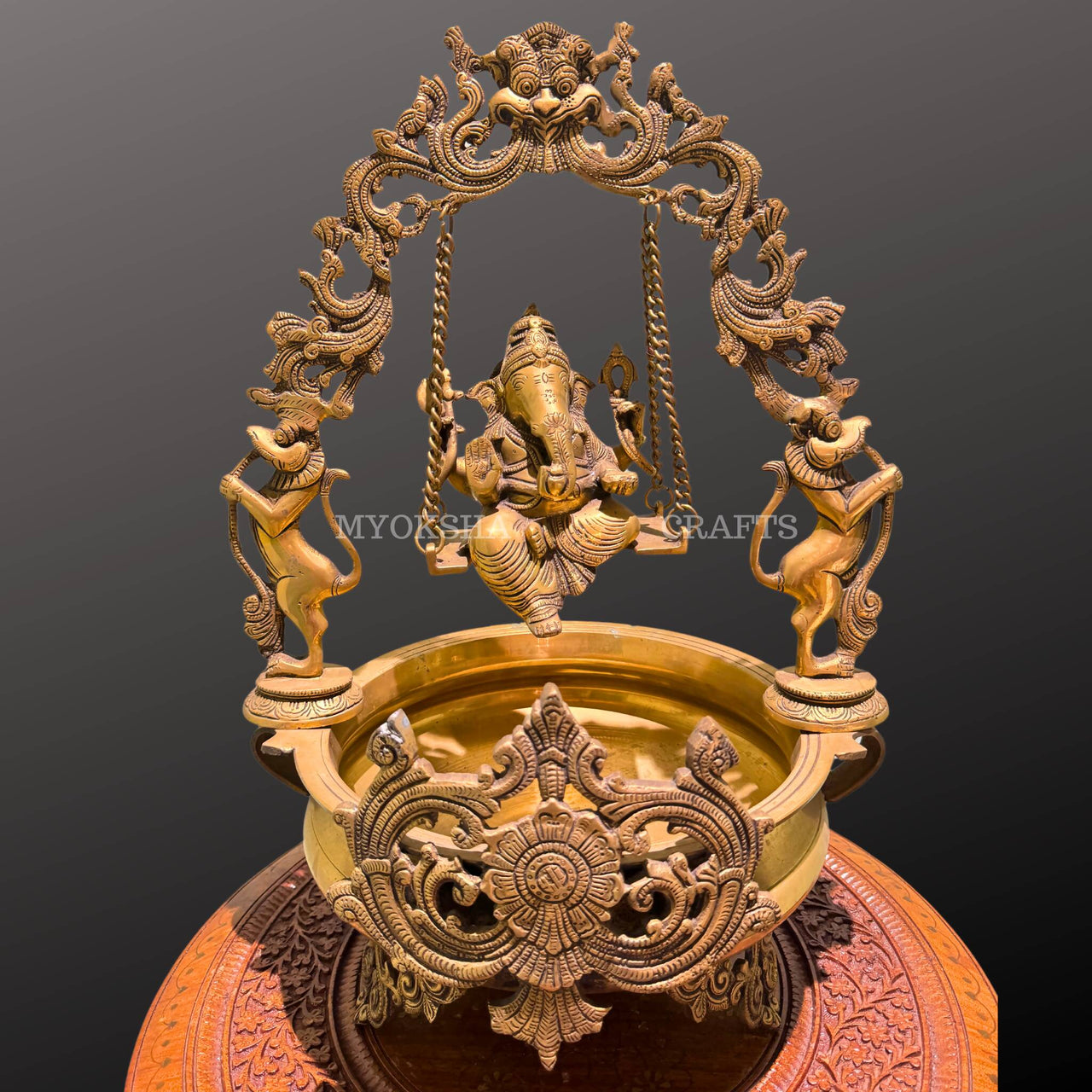 Brass Uruli with Ganesha - Distacart