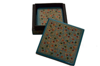 Thumbnail for Nizalia Chinar Leaf Embossed Blue Paper Mache Square Coasters