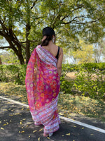 Thumbnail for Vamsee Pink Organza Saree - Distacart