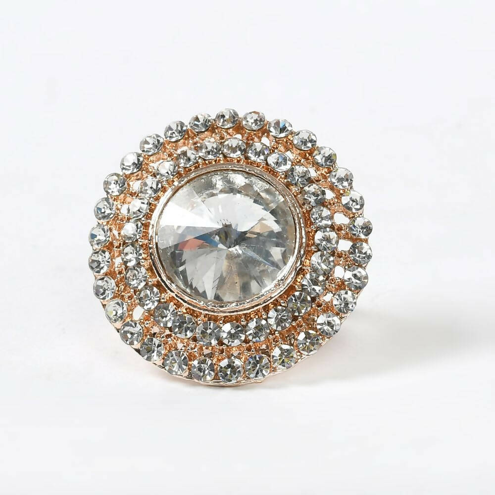 Mominos Fashion Joharkamal Gold-Plated Stone Studded Adjustable Finger Ring - Design 06 - Distacart