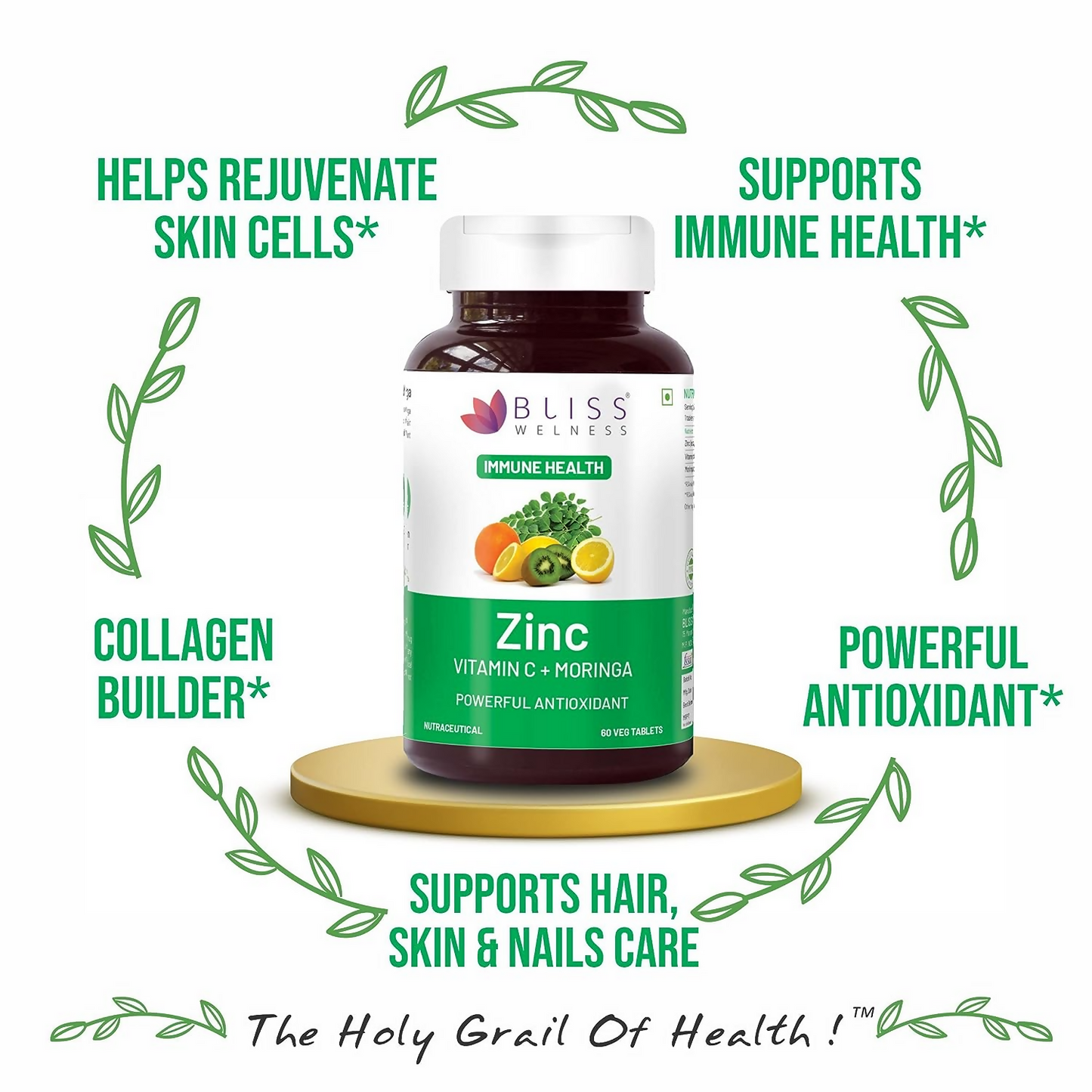 Bliss Welness Zinc Vitamin C+ Moringa Tablets - Distacart